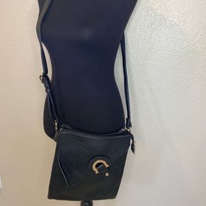 Isabelle Vegan Handbag Black With Gold Accents Crossbody